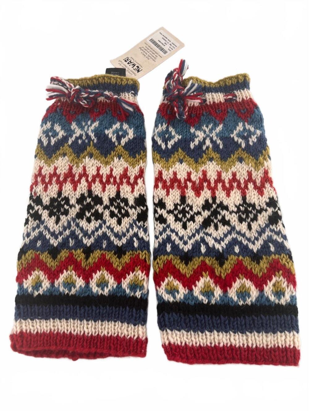 NWT Icelandic Design Wool Nordic Leg Warmer Fair Isle Cottagecore Boho Cabincore